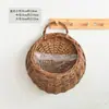Cesta de flores de parede vaso de flores de parede cesta suspensa cesta tecida de salgueiro cesta tecida suspensa cesta feita à mão de parede suspensa estilo pastoral azul de parede suspensa pastoral