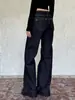 Jeans boca de sino de cintura baixa estilo retrô americano para mulheres, estilo fino de verão, tamanho petite 145, solto e modelador, calças de perna larga compridas