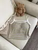 Camisole listrada 2026 para mulheres com bojo, peça externa estilosa para garotas descoladas, linda lingerie com alça nas costas, top curto justo versátil para mulheres