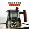 Tetera de Vidrio Alto Borosilicato Juego de Té al por Mayor Tetera con Asa de Madera Calefacción Eléctrica en Estufa Cerámica Cafetera Transparente Negro Procesamiento de Comercio Exterior