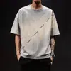 Nuevo Estilo Camiseta de Verano para Hombre con Parches de Manga Corta Juvenil Tendencia Estilo Americano Diseño 2026 Letra Negra