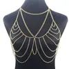 Corrente de Metal de Alumínio Europeia e Americana com Recorte Geométrico Corrente de Peito Tendência de Verão para Bikini Feminino Corrente de Corpo em Camadas com Franjas