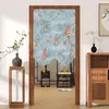Nova Cortina de Porta Estilo Chinês Quarto Decoração de Luxo Leve Cortina Curta Cozinha Banheiro Cortina Bloqueadora Sem Furo Cortina Divisória de Meio Comprimento