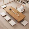 Conjunto de Mesa de Chá Japonesa e Cadeiras em Madeira Maciça Mesa Baixa Simples Mesa de Café Tatami Mesa de Chá Estilo Zen Mesa Kang Mesa de Janela de Canto Banquinho Pequeno