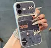 Funda de Teléfono Retro de Mezclilla Compatible con iPhone 16 Pro Max Funda para Teléfono Apple 17 Galvanizada Funda Blanda Instantánea Protección