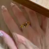 Anillo de Piedra Ojo de Tigre Natural Maillard Cepillado Retro Lujo Accesible Gama Alta Súper Brillante Anillo de Dedo Índice Ojo de Tigre Enredadera para Mujeres