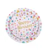 Platos Desechables Biodegradables Extra Gruesos con Lunares Platos de Papel Redondos Vajilla para Fiesta Platos para Pastel Ecológicos y Biodegradables