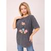 Camiseta Oversize Estilo Americano Vintage Lavado Negro Antiguo Nicho Chic Verano 100% Algodón Longitud Media Manga Corta