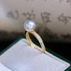 Accesorios de perlas DIY S925, soporte vacío para anillo de plata, soporte de anillo de moda de plata con cuentas redondas de 8-10 mm 10477