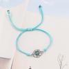 Pulsera Retro Roja de Cuerda Trenzada Aleación con Incrustaciones Turquesa Pulsera de Flores Nicho Versátil Pulsera de Estilo Étnico