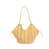 Bolso de mano tejido a rayas de color contrastante de alta gama para mujer, moda de verano estilo vacacional calado, bolso de hombro o axila