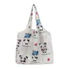 Nova grande bolsa de compras dobrável, bolsa quadrada de pano com flores, bolsa de compras portátil, bolsa tote dobrável