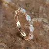 Fábrica de Joyería Jiuqin Temu Venta Caliente Transfronteriza Explosiones Anillos Europeos y Americanos Anillos de Ópalo de Círculo Completo Anillo para Dama Venta al por Mayor