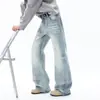 Jeans Lavados con Bigotes para Hombre, Estilo High Street Americano de Primavera, Pantalones Rectos Geniales, Pantalones Acampanados con Ambiente Vintage Holgado