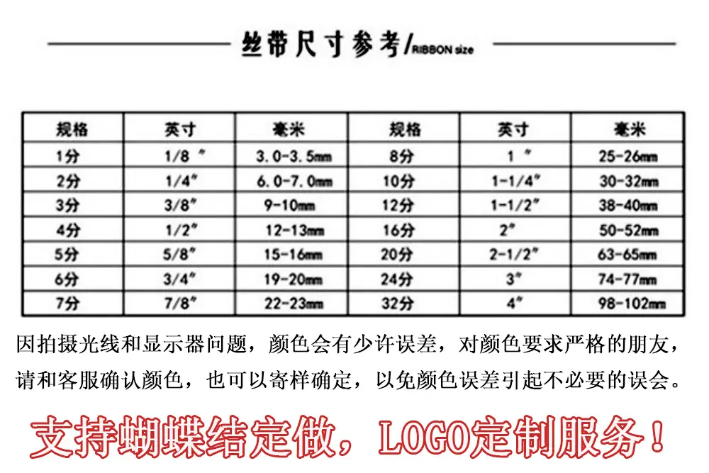 丝带尺寸