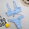 Nuevo Traje de Baño Sexy Dividido con Volantes para Mujer Transfronterizo Europeo y Americano para Exportación Bikini Estampado con Cordones Venta al por Mayor