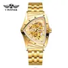 T-Winner/Victor 8243 Reloj Mecánico Casual de Moda con Esfera Calada Triangular Automático de Acero Inoxidable para Hombre