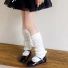 Calcetines apilados de rayas para niñas, calcetines gruesos y cálidos de tubo medio para otoño e invierno, calcetines de punto de lana, cubrepiernas de color liso para niños