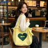 Bolsa Tote de Lona Estilo Coreano Ins de Alta Qualidade com Cordão de Nylon Franzido Grande Capacidade Bolsa de Mão de Lona Personalizada