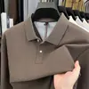 Camisa Polo de Algodón Puro con Cuello y Mangas Largas para Hombre de Primavera y Otoño Tops Casuales para Hombre Camiseta de Color Puro Piqué 100% Algodón para Hombre