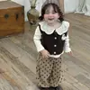 Ropa de Otoño para Bebé Chaleco Lindo Capa Base Elegante Pantalones de Lunares Ropa de Abrigo Ropa de Bebé de Otoño Conjunto Separado