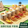 Recipientes descartáveis de papel kraft espesso para alimentos com revestimento à prova d'água e resistente a óleo, adequados para micro-ondas e ideais para embalar frutas, saladas e marmitas.