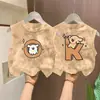 Camiseta Chaleco Tie-Dye para Niños y Niñas Verano Estampado de Dibujos Animados Niños Delgado Sin Mangas Moda Casual Top Sin Mangas