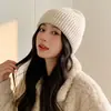 Gorro de Punto Grueso de Color Sólido, Sencillo y Versátil, para Hombres y Mujeres, con Cabeza Grande, para Adelgazar la Cara, Cálido para Otoño e Invierno