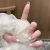 Gato Rosa Brillo de Agua Ojo de Gato Manicura Uñas Portables Hechas a Mano Gato Lindo Versión Estudiante Uñas Postizas Removibles