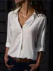 Estilo Nuevo Transfronterizo Europeo y Americano Otoño 2025 Camisa de Gasa con Botones de Cuello en V Profundo para Mujer Estilo Nuevo Transfronterizo Europeo y Americano