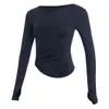 Camiseta de Manga Larga para Yoga con Escote en V Pequeño y Diseño Plisado, Adelgazante, para Correr, Deportes, Fitness, Conjunto de Pilates, Moldeadora, de Secado Rápido, Ajustada