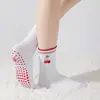 Meias de Yoga para Mulheres Meia-Calça Antiderrapantes Longas para Fitness Pilates Esportes com Shorts de Tubarão Bordado Cartoon Meias de Algodão