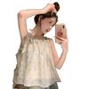 Dulce y Picante Estilo Francés Elegante Floral Tirante de Cuello Top Sin Mangas Verano para Mujer Único Chic Tirante Fino Chaleco para Exterior