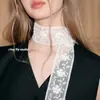 Elegante Primavera Nuevo Encaje Blanco Protección Cuello Cinta Bufanda de Lazo Estilo Francés para Mujer Estilo Deseo Puro Perezoso