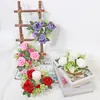 Guirnalda de Candelabros de Eucalipto Decoración Navideña Guirnalda Círculo de Cera Rosa Accesorios para Ventana Mesa de Comedor Arreglo de Boda Flores Artificiales