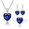 Transmisión en Vivo Venta Caliente Corazón de Amor Piedra Preciosa Colorida Comercio Electrónico Transfronterizo Venta Caliente Forma de Corazón Circonia Conjunto de Accesorios de Collar Anillo Pendientes