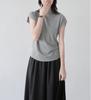 Camiseta suéter suave de cuello semi alto que combina con todo para mujer 25 nueva primavera y verano temperamento simple color sólido manga corta chaqueta camiseta delgada
