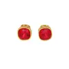 Fabricante Directo Pendientes Geométricos de Circonita Roja Pendientes de Moda de Gama Alta Joyería de Lujo Ligero Estilo Sencillo de Celebridad de Internet