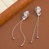 Pendientes de Clip con Borla Larga de Mariposa Perforados para Oreja Niñas Nicho Pendientes de Moda Elegantes de Gama Alta Pendientes Pequeños que Resaltan el Rostro
