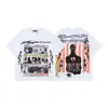 Camiseta de Verano Holgada de Manga Corta con Estampado Retro de Moda Americana High Street Hellstar de Alta Calidad para Hombres y Mujeres
