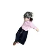 Conjunto de camisa rosa de manga larga para niño estilo coreano, estilo primavera y otoño, pantalones casuales elegantes de pierna ancha para niños, conjunto de dos piezas a la moda