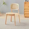 Silla de comedor nórdica de madera maciza para restaurante y casa de huéspedes, silla sencilla de ocio para sala de estar con respaldo, silla moderna tejida de ratán