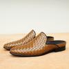 [Exclusivo VIP] Pantuflas Baotou para Hombre Verano Exterior Cuero Genuino Casual de Negocios Estilo Coreano de Moda Pantuflas de Media Caña Tejidas