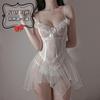Fantástico Lingerie Sexy Sedução Pura Vestido Transparente com Suspensórios Uniforme Tentador Cama Paixão Roupa Íntima Grátis para Mulheres