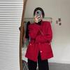 Abrigo Rojo para Mujer, Nuevo Estilo Otoño e Invierno 2026, Grueso de Moda de Gama Alta para Mujer, Atuendo Navideño de Año Nuevo