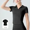 Conjunto de yoga de alta elasticidad con sensación de segunda piel para mujer, polo deportivo de manga corta con cuello en V, de cintura alta, realza los glúteos, controla el abdomen, para correr y fitness