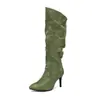 48wish Botas Altas Manga Botas de Caballero Nuevas Talla Grande Botas Tacón Alto Delgado Comercio Exterior Cabeza Cuadrada Simple 40 Británico Negro