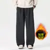 Pantalones rectos para hombre, pantalones casuales holgados, nuevos pantalones deportivos cálidos con forro polar para hombre 2026 invierno