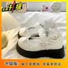 Zapatos de Cuero con Suela Gruesa y Lazo para Mujer 2025 Nuevo Estilo de Verano con Falda, Zapatos Mary Jane Redondos Estilo Británico Retro