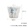 Moji Antique Slub Tazón Cubierto Biónico Juego de Té Kung Fu Cerámica Pintado a Mano Azul y Flor Escape de Bambú Tazón de Té Doméstico Tazón Cubierto